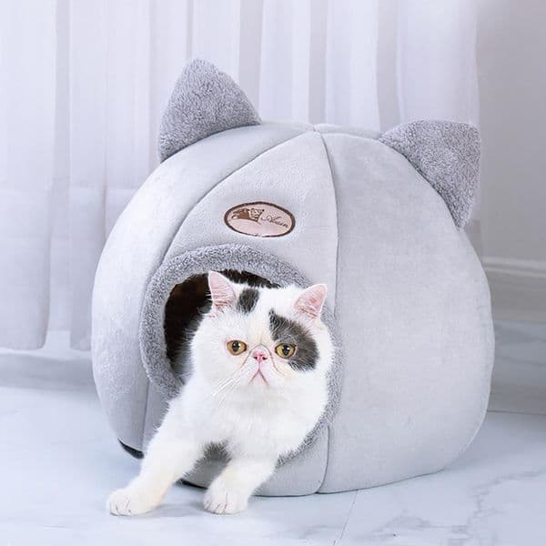 Pet Dog Cat Tent House Kennel Winter Warm Nest Soft Foldable Sleeping Mat Pad Sofa Sleeping Bag House Puppy Cave Bed M/L 32 LJ201225