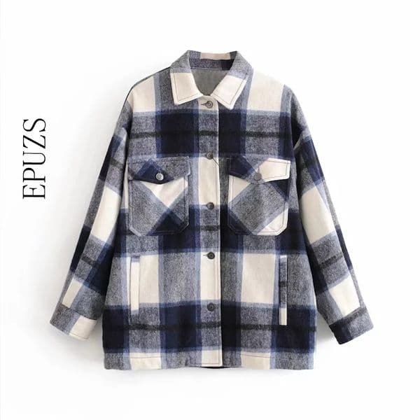 Fashion green red Plaid jacket for women winter coat Long Sleeve office coats and jackets women Oversized bomber jacket 201026