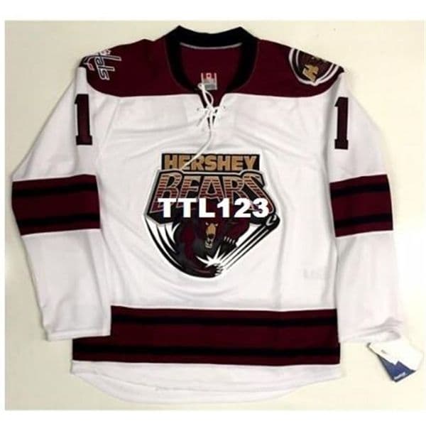 Real Men real Full embroidery #1 Brayden Holtby AHL Hershey Bears Hockey Jersey or custom any name or number Hockey Jersey