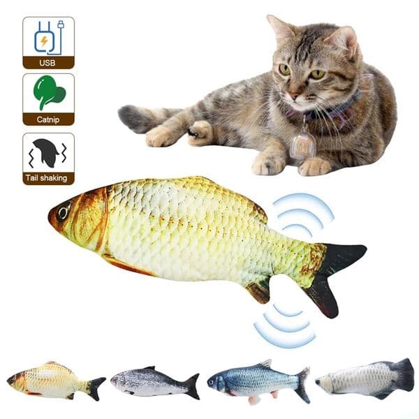Electric Simulation Fish Cat Toy USBCharging Interactive Pets Cat Toys Pet Cat Fish Toy for Biting Chewing Kicking LJ201225