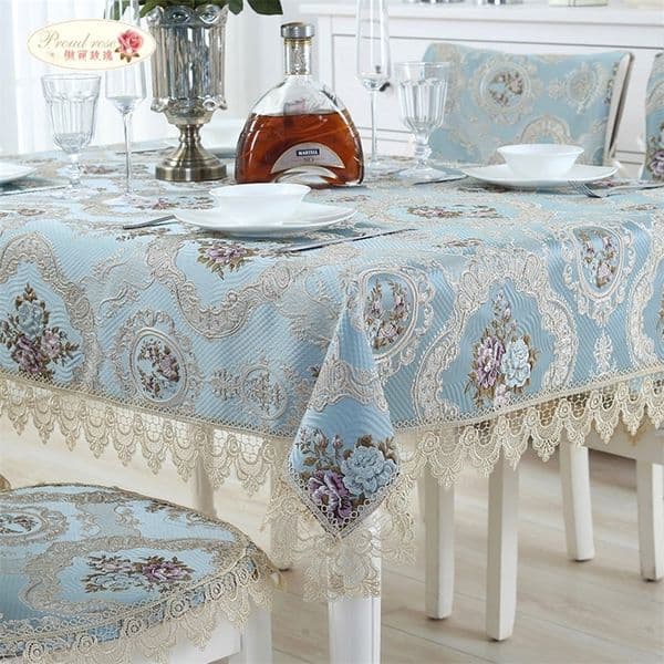 Proud Rose European Jacquard Lace Tablecloth Runner Wedding Decor Table Cover Dustproof Cloth Chair Cushion Lj201223 B2