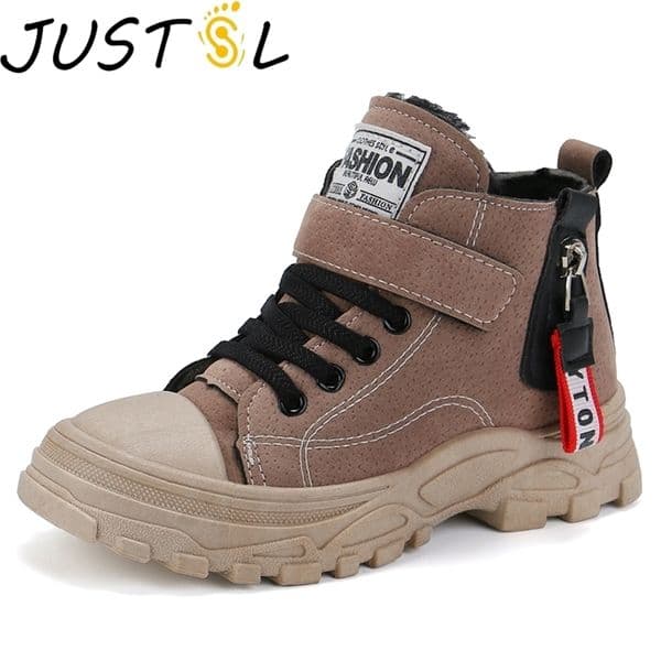 JUSTSL Boys Girls Sports Cotton Boots New autumn winter Child Warm Snow Shoes Kids Teenage Snow Boots Size 26-37 LJ201029