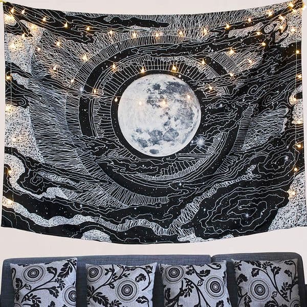2026 New Seven Stars Moon And Star Tapestry Macrame Hanging Psychedelic Mountain Mandala Tapestry Boho Decor Hippie Wall Carpet Lj201128 Des