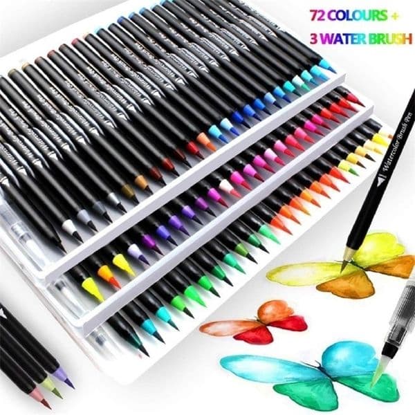 Watercolour Brush Pens Soft and Flexible Nylon Tip,Perfect for Calligraphy,Kids Painting,Adult Colouring Book,Artistic Works,Man 201128