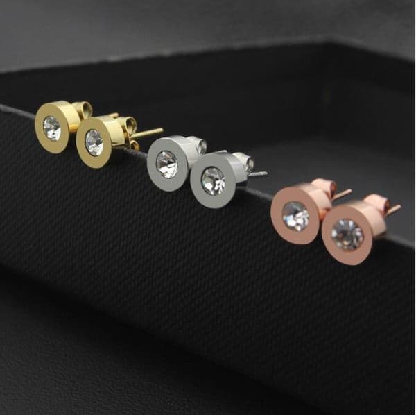 New Arrival Top Quality Diamond Cute Size Extravagant Style Ear Studs Women Jewelry Stainless Steel Earrings For Girl Lady Gifts Wholesale Q260520