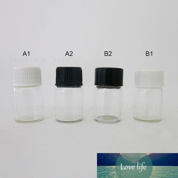 2ML Empty Clear Mini Glass Essential Oil Bottle 2CC Transparent Screw cap Sample Vials Small Cosmetic Bottles 100pcs