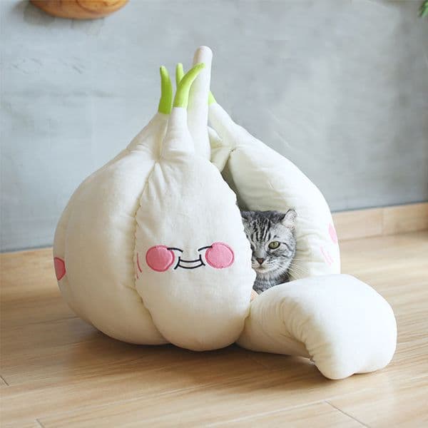 Funny Garlic Mat Soft Warm Pet House Soothing Bed for Dog Cat Sitting Home Puppy Sleeping Plush Nest Cave LJ201225
