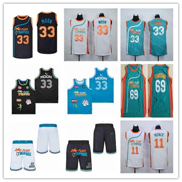 Man Movie Basketball Flint Tropics Jackie Moon Jersey 7 Coffee Black 11 ED Monix 69 Downtown Green White Blue Pocket Shorts Size S-XXL