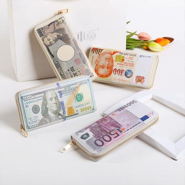 Hot Sale Fashion Style Pu Leather Men Wallet Portable Printing Purse Long Style Women Wallets Dollars Pattern Creative Wallets And Purses