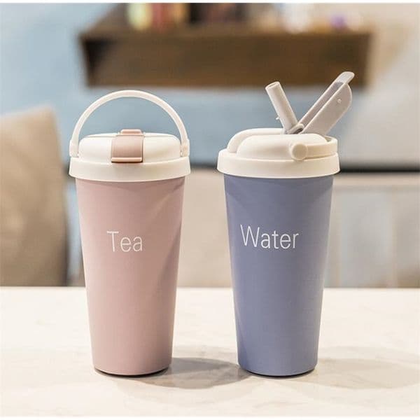 500ML Stainless Steel Vacuum Flasks Thermoses My Water Bottle Thermos Mug Straw Coffee Cup for Car Thermocup Thermo Mug 201204