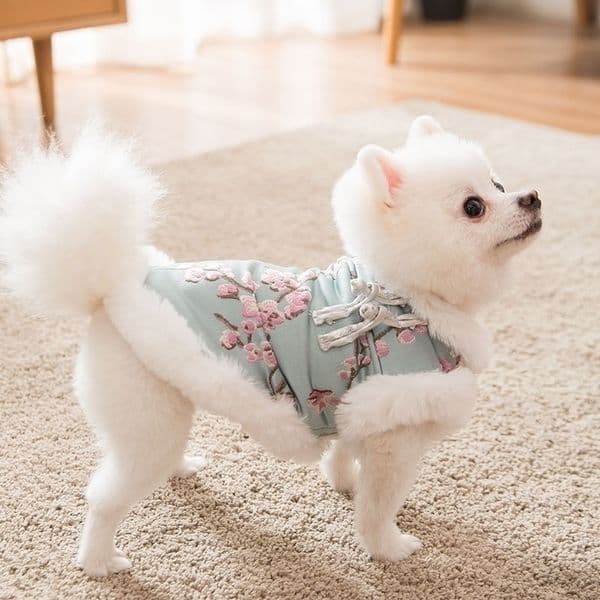 Chinese New Year Dog Clothing Pet Tang Suit Cheongsam Winter Dog Clothes Coat Outfit Cat Clothes Chihuahua Yorkshire Pet Apparel 201128