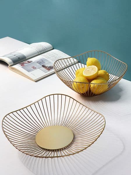 Nordic Home Tablewares Metal Dry Fruit Plate For Baby Snack Fruit Bowl Metal Wrought Iron Crafts Fruit Basket frutero metalico 201214