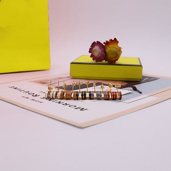 New Fashion Womens Stainless Earrings Hoop Enamel Earrings for Woman 5 Color High Quality with BOX