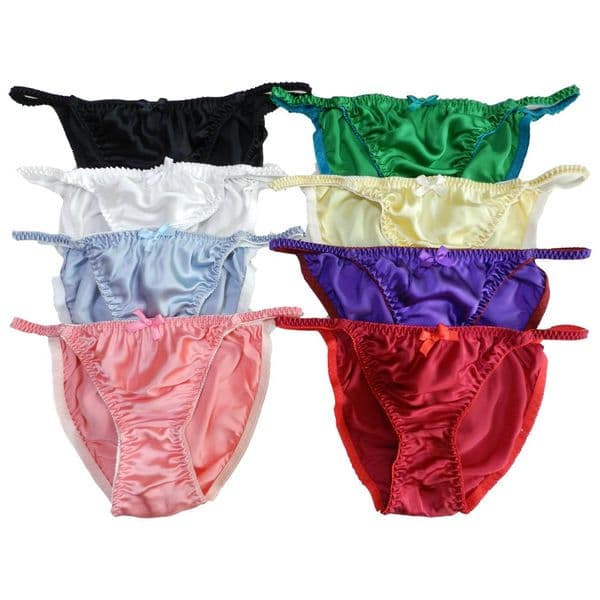 Yavorrs 8pcs 100% Silk Women's Style String Bikinis Panties S M L XL XXL