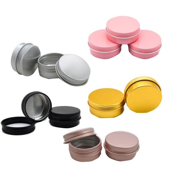 5g 10g 15g 25g 30g Metal Storage Aluminium Tins Jars Lip Balm Containers Empty Jars Screw Top Tin Cans pink Gold Black