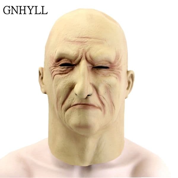 GNHYLL Realistic Latex Old Man Mask Male Disguise Halloween Fancy Dress Head Rubber Adult Party Masks Masquerade Cosplay Props Y200103