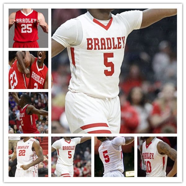 Custom 2021 College Basketball Bradley Braves Jersey Darrell Brown Ja'Shon Henry Danya Kingsby Koch Bar Ari Boya Antonio Thomas Gabriel 4XL