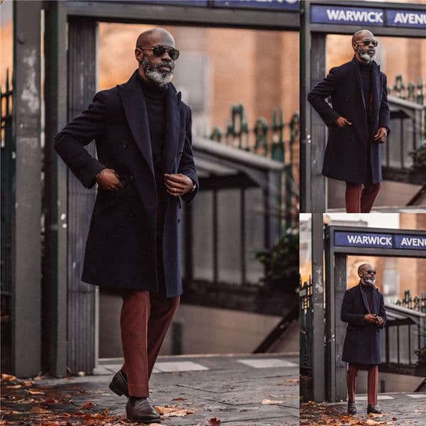 Warm Wool Mens Long Coat Jacket Handsome British Style Men Tuxedos Formal Business Mens Prom Dinner Blazer Suit Only One Piece
