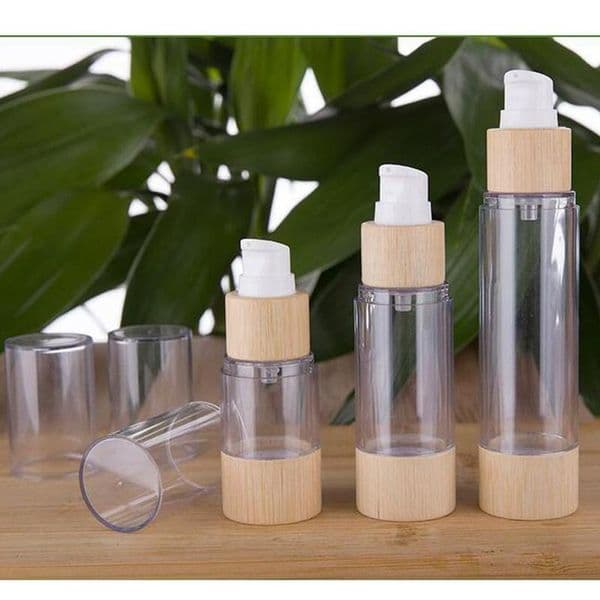 Eco-friendly Bamboo 20ml 30ml 50ml 120ml Empty Airless Vacuum Pump Bottles for Makeup Cream Serum Lotion Skin Care 10pcs/lot