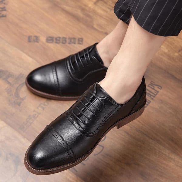 Hot Sale-Classic Man Pointed Toe Dress Shoes Mens Pu Leather Black Wedding Shoes Male Oxford Formal Plus Size Zapatos