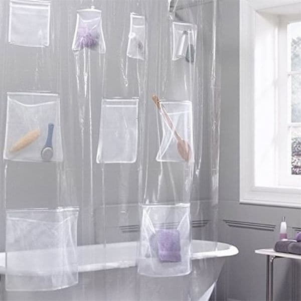 Waterproof Mildew-proof Non Toxic Bathroom Shower Curtain Translucent Shower Curtain Liner With Pockets LJ201130