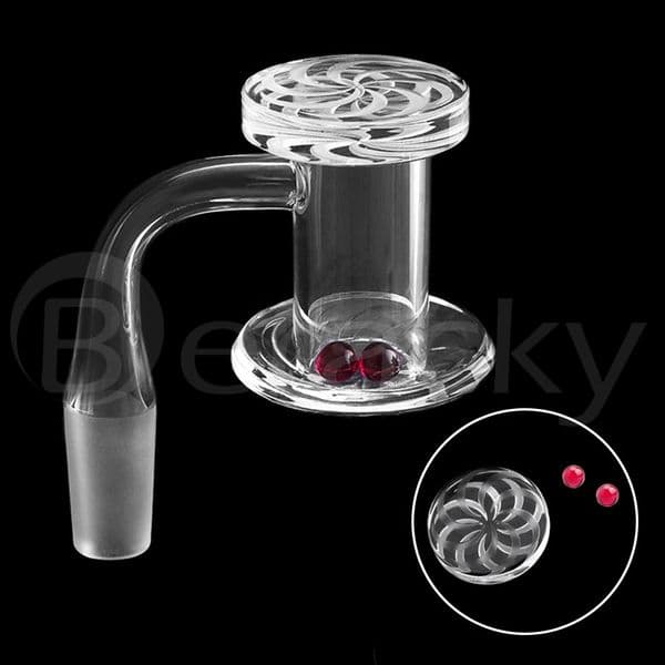 High Quality 20mm OD Beveled Edge Quartz Banger With Quartz Carving Spinner Cap & Ruby Terp Pearls 10/14/18mm Male Quartz Banger Nails Set