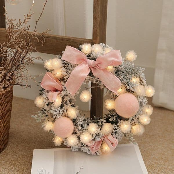Christmas Wreath Handmade Rattan Pendant Garland Shopping Christmas Tree Door Decoration Wreath guirnalda navidad string light Y200111