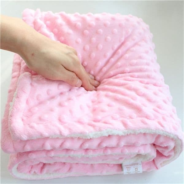 minky dot sherpa fleece double layers baby blanket newborn receiving blanket kids quilt soft winter plush newborn baby swaddle 201111