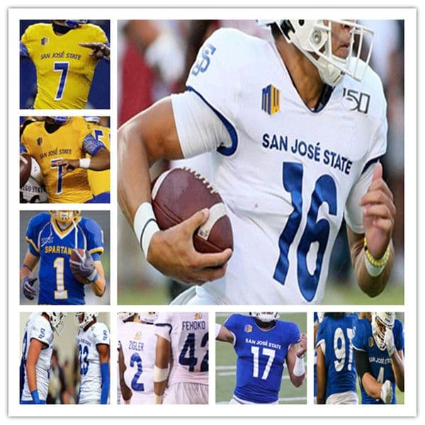 Custom San Jose State Spartans SJSU College Jersey Football Nick Starkel Nick Nash Derrick Deese Jr. Tre Jenkins Viliami Fehoko Cade Hall 4X