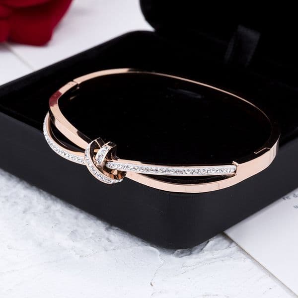 Classic Designer Jewelry Engagement Bow Tie Bangle Rose Gold Bracelet