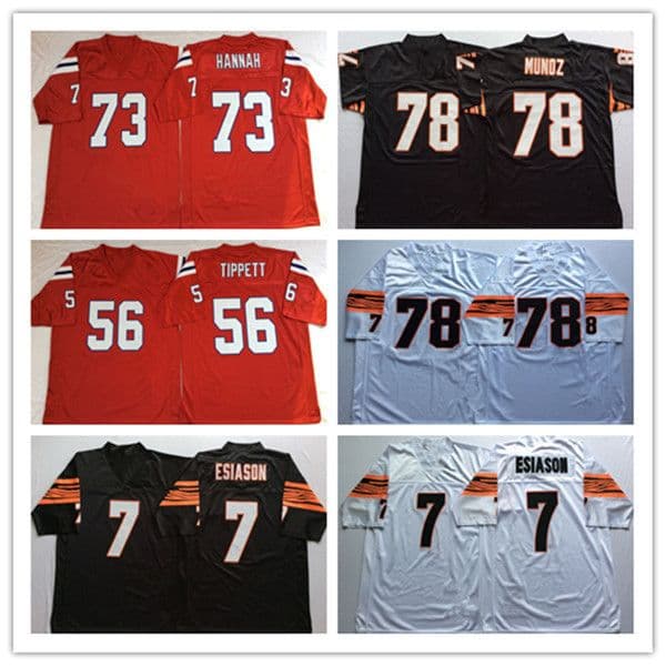 NCAA Men Vintage MN Jersey Football 7 Boomer Esiason 78 Anthony Munoz 73 John Hannah 56 Andre Tippett Red Black White