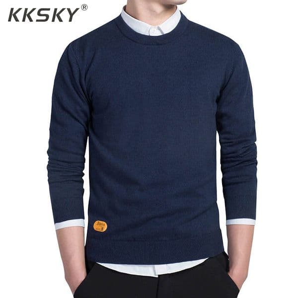 Mens Cotton Sweater Pullovers Men O-neck Sweaters Jumper black Autumn Thin Male Solid Knitting Clothing Grey Black M-3xl New 201021