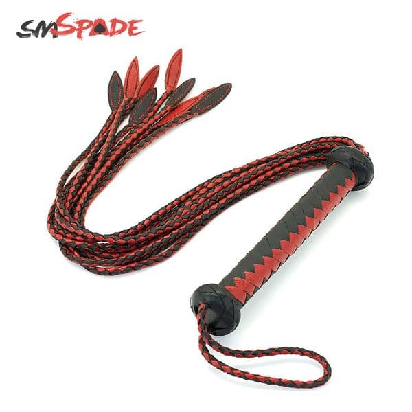 SMSPADE Black and Red handcraft Braided Bondage Boutique Leather Flogger Riding Horse Flirting Whip Spanking BDSM Adult Sex Toys Y201118
