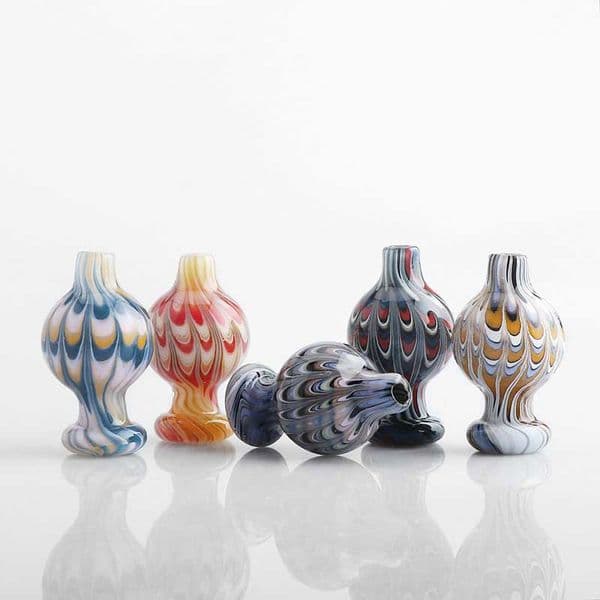 US Color Glass Carb Caps 25mm OD With Feather Style Colorful Heady Glass Caps For Quartz Banger Nails