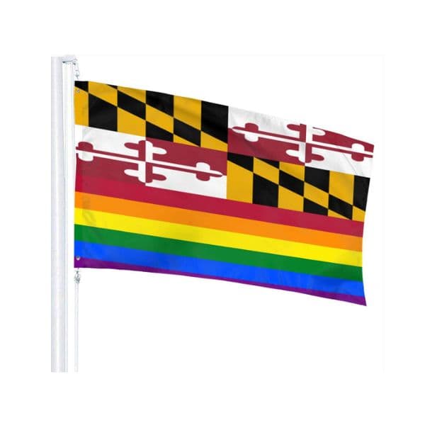 Maryland LGBT Gay Pride Flags Banners 3' x 5'ft 100D Polyester Vivid Color With Two Brass Grommets