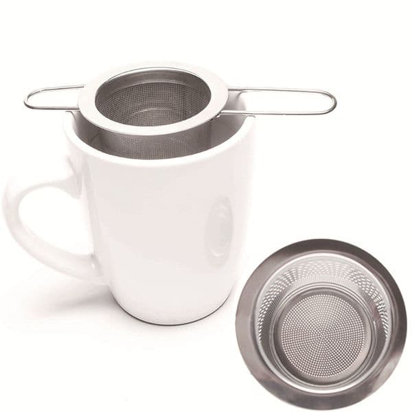 Folding Double Handles Tea Infuser With Lid Stainless Steel Fine Mesh Coffee Filter Teapot Cup Hanging Loose Leaf Tea Strainer Infusor De Te Con Asas Plegables