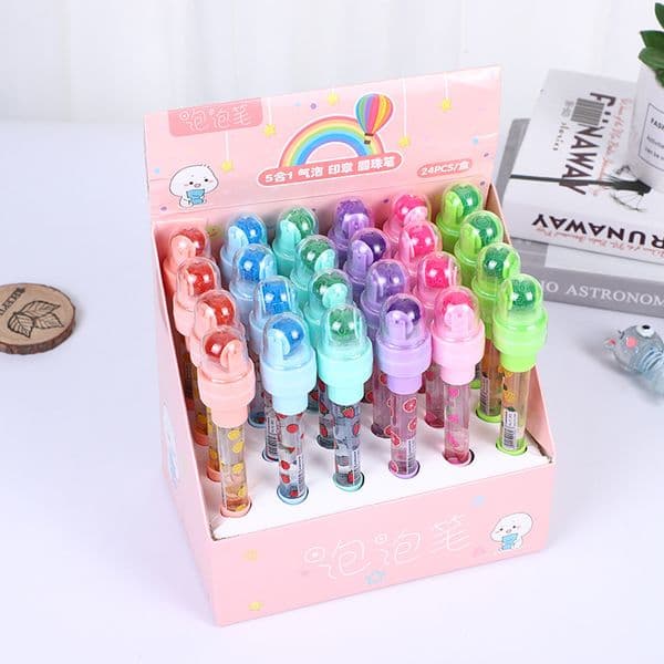 2026 New Children Toy Bubble Cartoon Pen Stationery Kawaii School Supplies Office Suppliers Gift Stamp Led Lighting Pencil Toys
