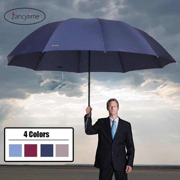 130CM Big Top Quality Umbrella Men Rain Woman Windproof Large Umbrellas Male Women Sun 3 Folding Big Umbrella Outdoor Parapluie 201130
