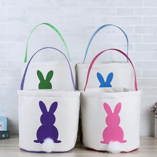 canvas easter basket bunny ears good quality easter bags for kids gift bucket Cartoon Rabbit carring eggs Bag