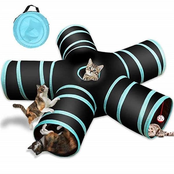 2/3/4 Way Cat Tunnel Collapsible Pet Play Tunnel Tube Toy with a Bell Toy for Cat Puppy Kitten Indoor Outdoor Cat Training Toy LJ201225