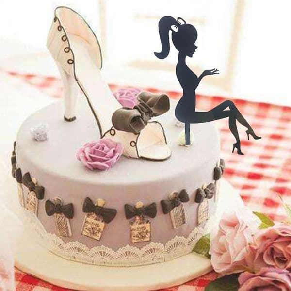 Black Acrylic Cake Topper Silhouette Girl Princess Wedding Bride and Groom Decorations Dessert Cupcake Topper Party Supplies Y200618