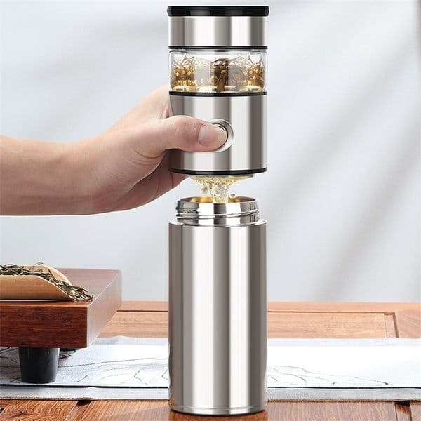 500ml Glass Tea Thermos Cup Mug Stainless Steel Thermos Vacuum Cup Tea Infuser Bottle Vaccum Flasks Thermal Mug Water Bottle 201204
