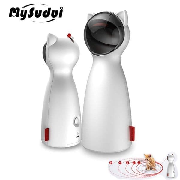 Automatic Cat Toy Laser Pointer For Cats Adjustable 5 Models Puntero Laser Chat Jouet Funny Electric Laserlampje Kat Dog MySudui LJ201225