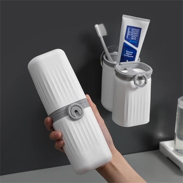 Wall Mounted Multifunction Portable Plastic Travel Toothbrush Toothpaste Storage Case and Holder for Camping Bathroom 211222