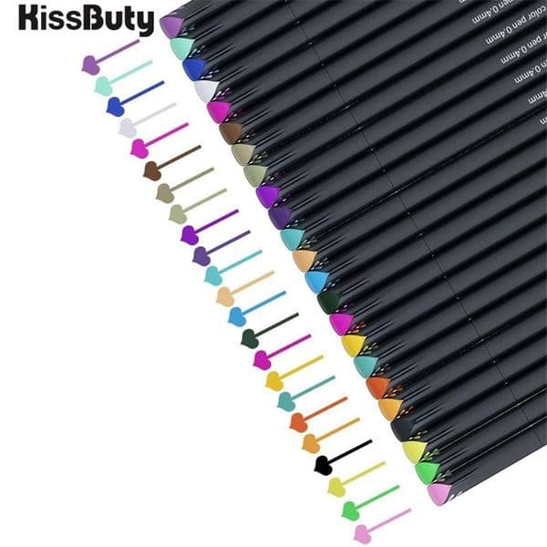 24PCS / Set 0.4mm 24Colorful Fiber Fineliners Marker Pen Set Painting Felt Tip Fine Hook Line Pen Graffiti Sketch Drawing Art 201212