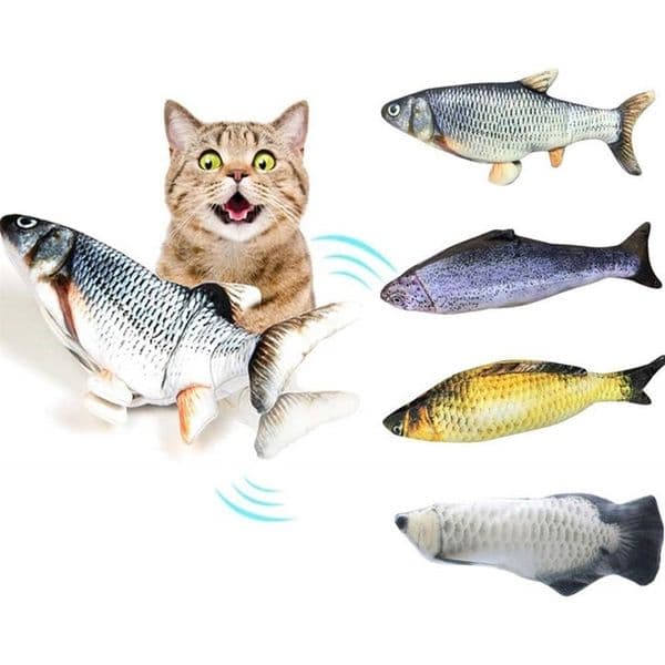 Moving Fish Electric Toy For Cat USB Charger Interactive Cat Chew Bite Toys Catnip Supplies Kitten Fish Flop Cat Wagging Toy LJ201225