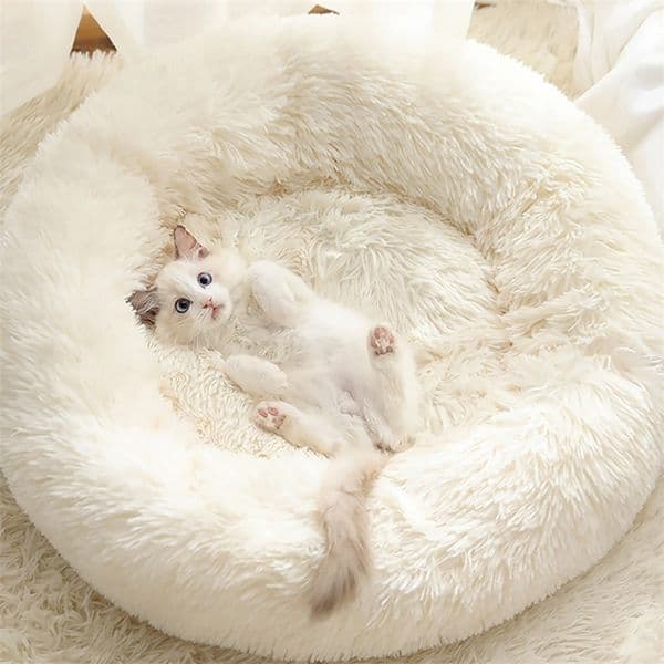 Long Plush Pet Bed Cat Super Soft Bed for Dogs Kennel Dog Round Winter Warm Sleeping Puppy Cushion Mat Portable Cat Supplies LJ201225