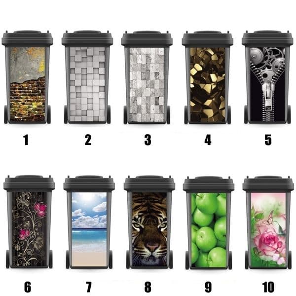 Custom Popular Wholesales Renew Rubbish Bin Sticker Wall Stickers Kitchen Decor Wallpaper Brick Tiger Zip Flower Creative Gift LJ201128