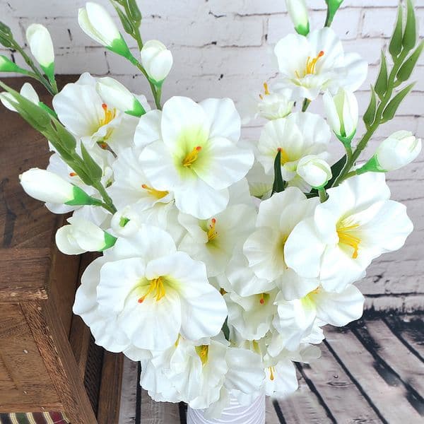 10Pc Artificial Silk Gladiolus Flowers Real Touch Orchid Fake Flower For Wedding Party Home Festival Decoration Table Arrangement B2 thumbnail 2
