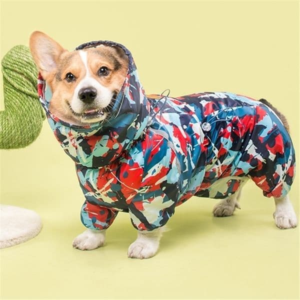 Welsh Corgi Dog Raincoat Jumpsuit Pet Clothing Waterproof Dog Clothes Golden Retriever Rain Jacket Costume Pet Outfit Rainwear 201128